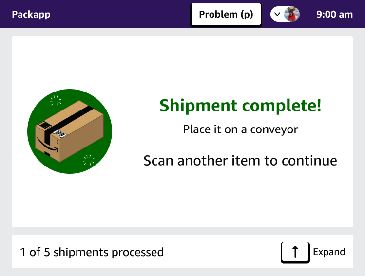 PackApp scan tote step 1