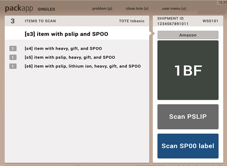 Original PackApp interface screen 2