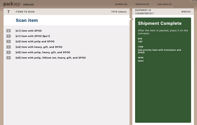Original PackApp interface screen 3