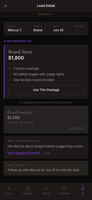 PIXEEL: AI package suggestion with missing budget